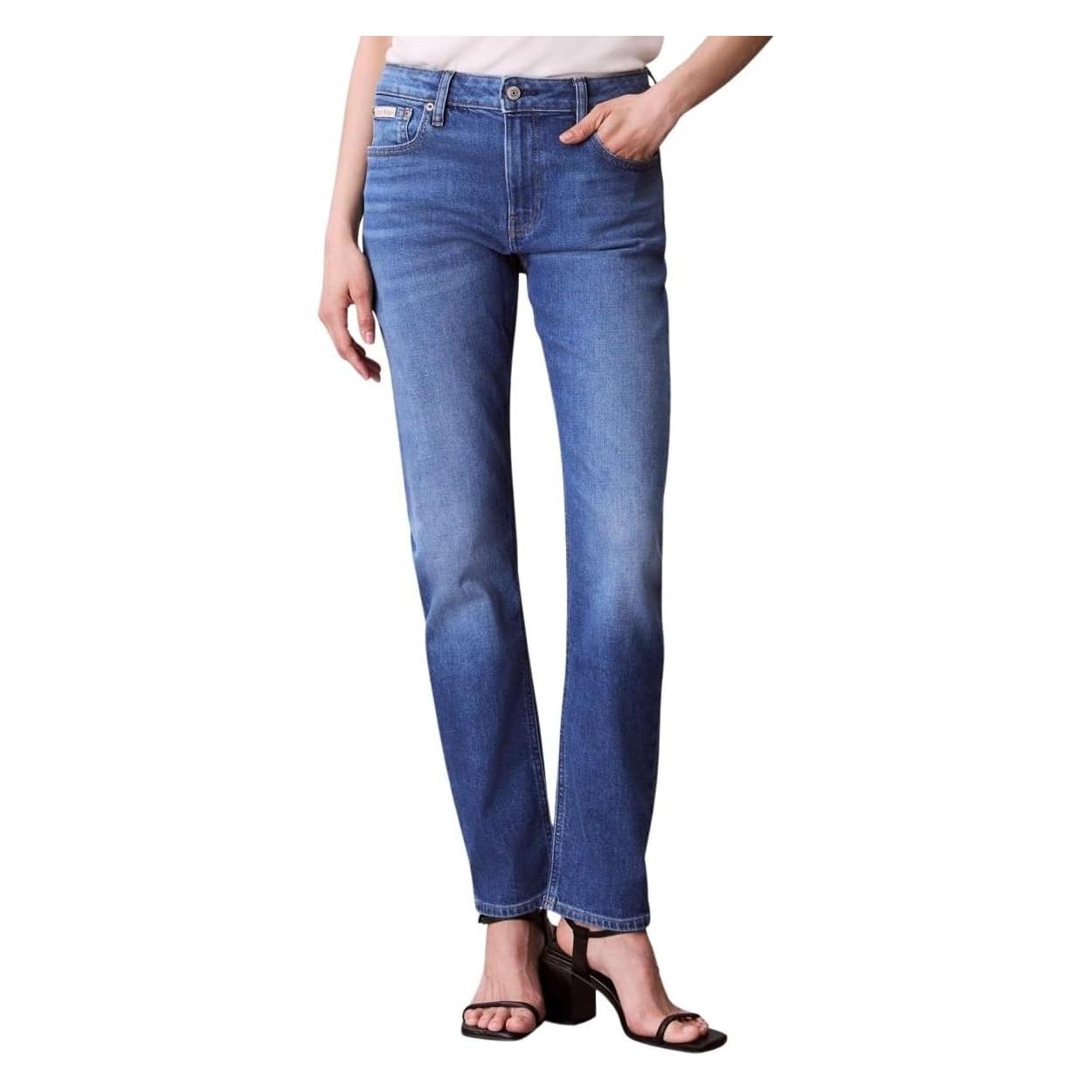 Calvin Klein Jeans, Vrouwen, Jeans, Mid Rise Slim Indigo Channel, Blauw, (27)
