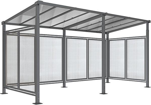 SPL MILANO bicycle shelter, standard model + extension with rear cladding/side