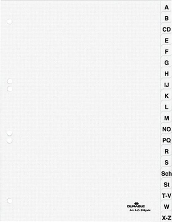 Nutritional values and ingredients Durable Index A4 A-Z 20-pcs. white