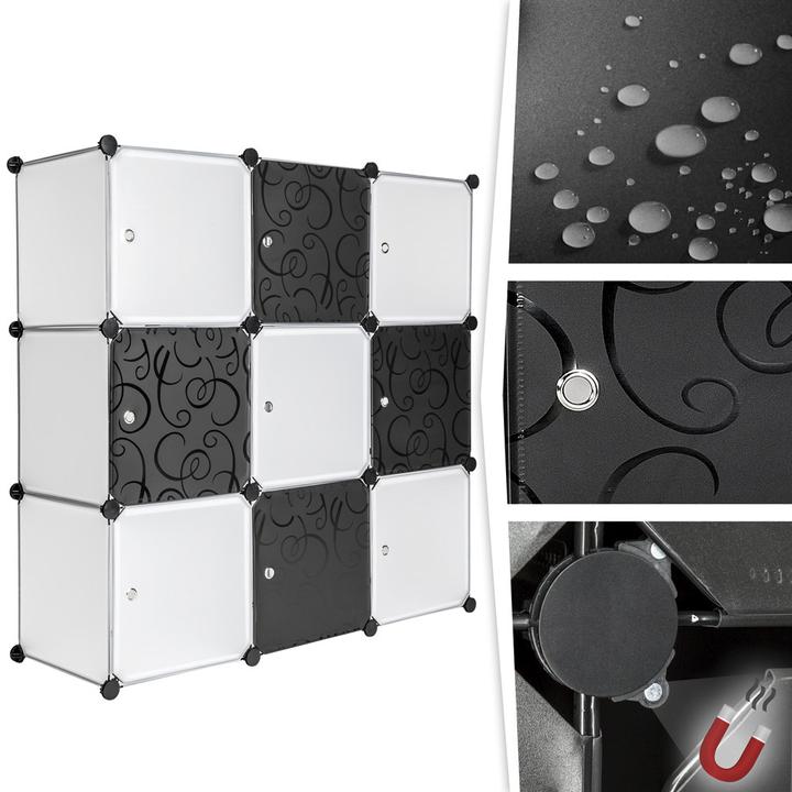 Actual product image tectake Boltless shelving 9 boxes with doors (112 x 37 x 112 cm)