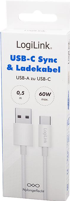 Productafbeelding LogiLink USB A – USB C (0.50 m, USB 2.0, 60 W)