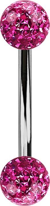 Produktbild Star Piercing Banane silber mit zwei Kristallkugeln pink Epoxy Schutzschicht (ohne Messing, Titan)