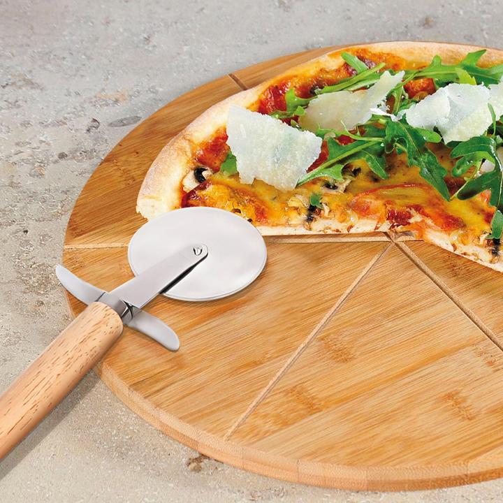 Produktbild Cheffinger Pizzateller mit Pizzaschneider Holz Inox