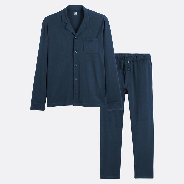 Produktbild La Redoute Collections Langer Pyjama mit Hemdkragen aus Jersey (L)