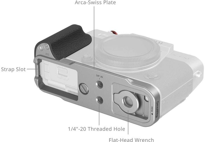 Produktbild SmallRig 5664 L-Shaped Mount Plate with Silicone Handle for FUJIFILM X-T30 / X-T30 II / X-T30 III (Silver) (Cage)