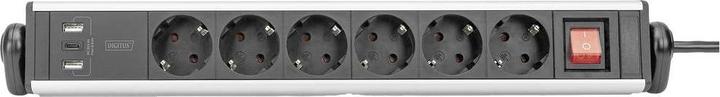 Actual product image Digitus Aluminium socket strip 6-way 2xUSB-A/1xUSB-C (6x, CEE 7/3, USB-A, USB-C, 1.50 m)