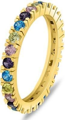 Produktbild Brilio Silver - Playful gold-plated ring with colored zircons RI116YRBW - Circuit: 52 mm (52)