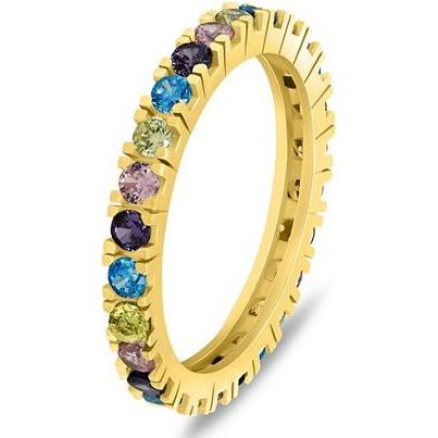 Brilio, Ring, Silver - Playful gold-plated ring with colored zircons RI116YRBW - Circuit: 58 mm, (58)