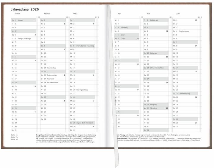 Image du produit Terminer A6, Leinen sand 2026 (A6, 1 semaine / 1 page)