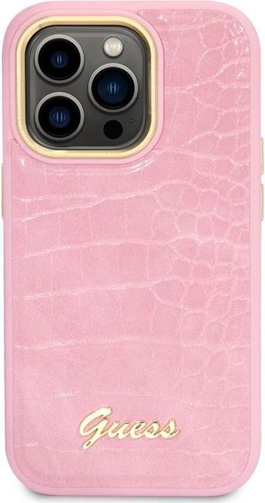 Image du produit Guess GUHCP14XHGCRHP iPhone 14 Pro Max 6,7" różowy/pink étui rigide Collection Croco (Apple iPhone 14 Pro Max)