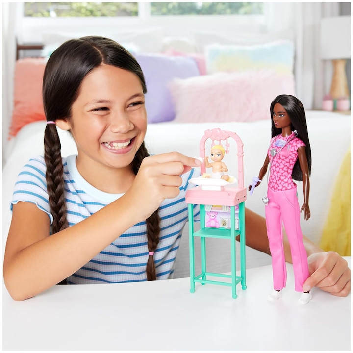 Produktbild Mattel Barbie You Can Be Anything - Baby Doctor Dark Skin With Child για 3+ ετών JCR73