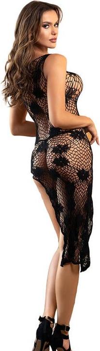 Actual product image Subblime 952129 Mesh Bodystocking With Dress Design And Floral Details Black One Size (S)