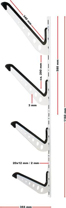 Actual product image Wiltec Wall Mounted Surfboard Rack 4x25kg for Snowboard Wakeboard Ski Skateboard Longboard Paddle etc.