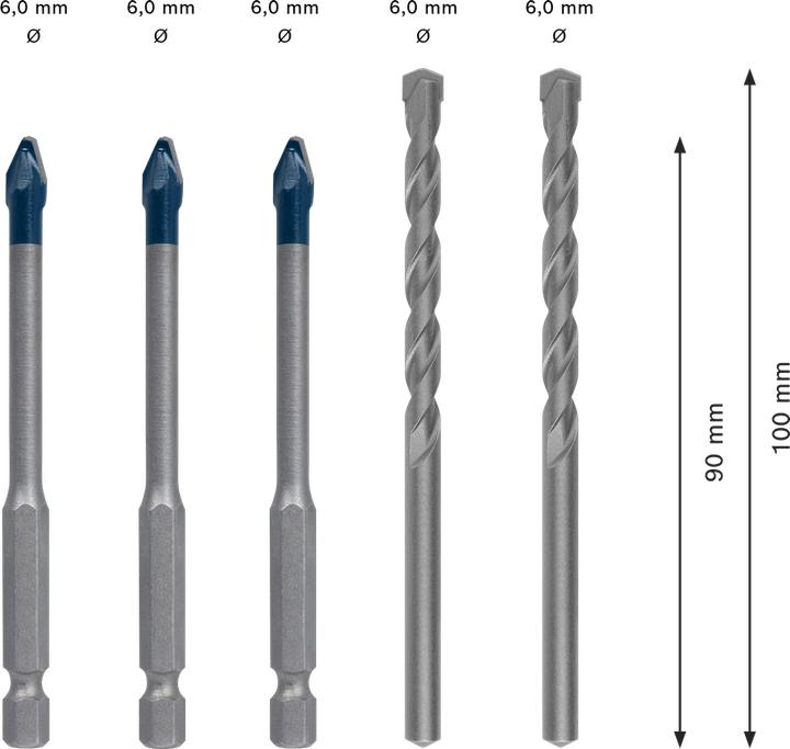 Produktbild Bosch Professional Zubehör EXPERT HEX-9 HardCeramic Bohrer Mixed Set, 6 mm, 5-tlg. (6 Millimeter)