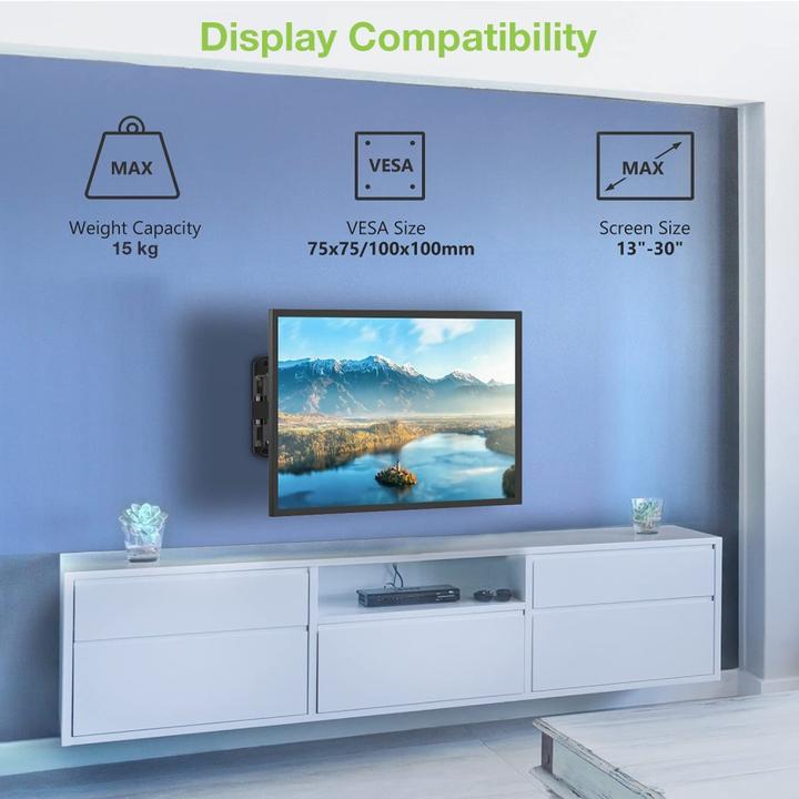 Immagine prodotto Techly Staffa per TV LCD - Nero - Dimensioni dello schermo: 33-76.2 cm (13"-30") (Muro, 15 kg, 13" - 30")