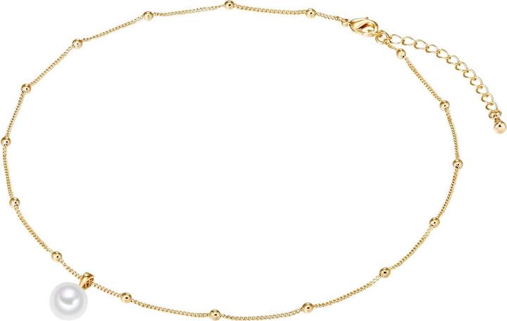 Immagine prodotto Lulu & Jane Catena in ottone con perle giallo oro 42,0 cm di base + 5,0 cm di estensione - 33032 (Ottone 100%, 42 - 47 cm)