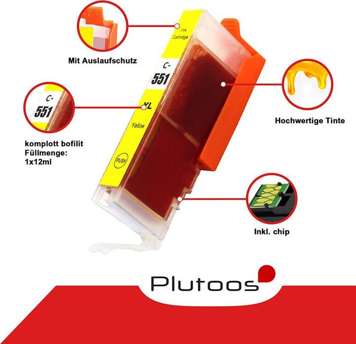 Actual product image Plutoos Canon CLI-551 Y Cartridge XXL compatible, Yellow (Y)