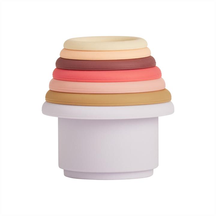 Actual product image OYOY Mini Tawa 7-piece stacking toy, cherry red/beige