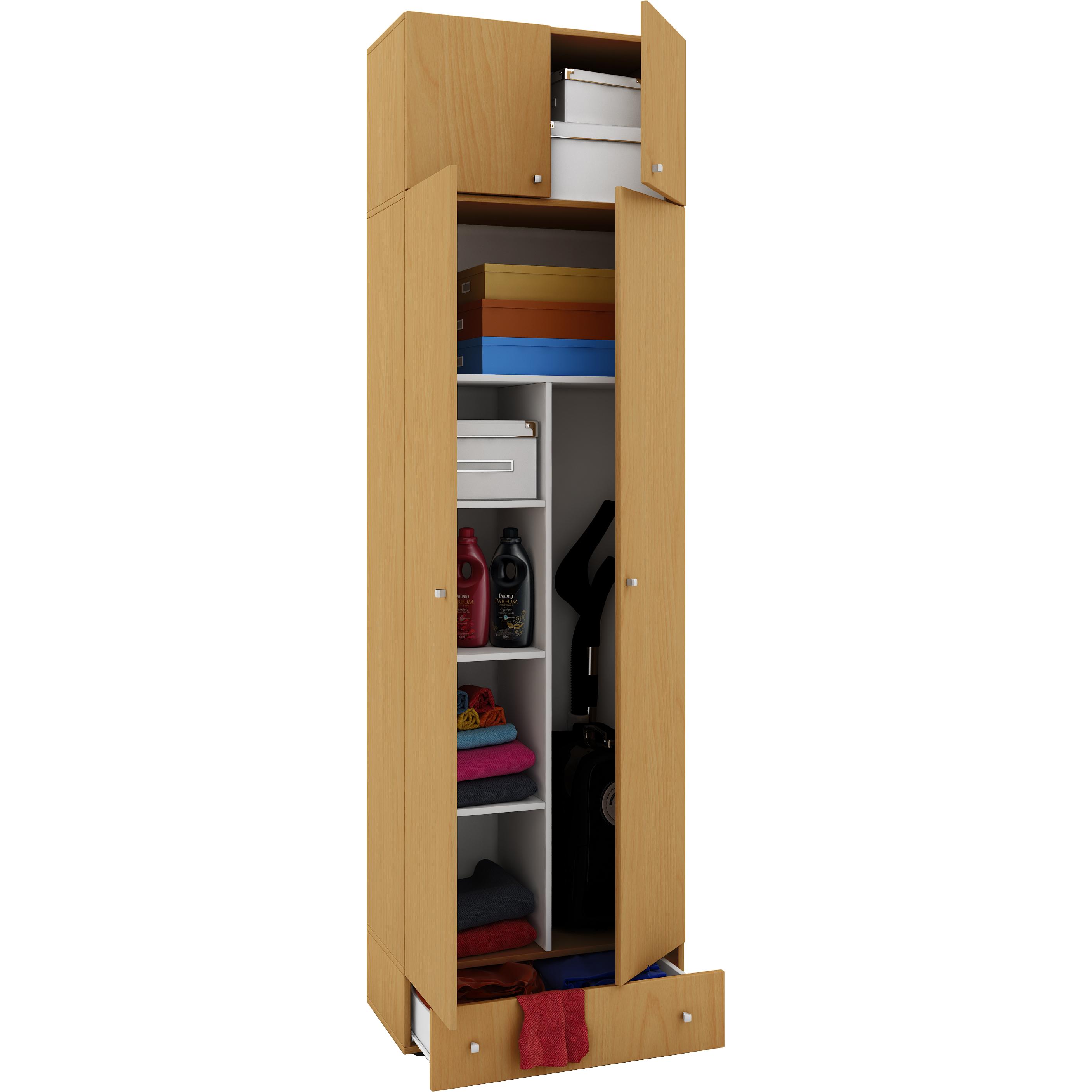VCM, Kleiderschrank, Holz Besen Putzschrank Serie Vandol mit Drehtüren (70 x 40 cm)