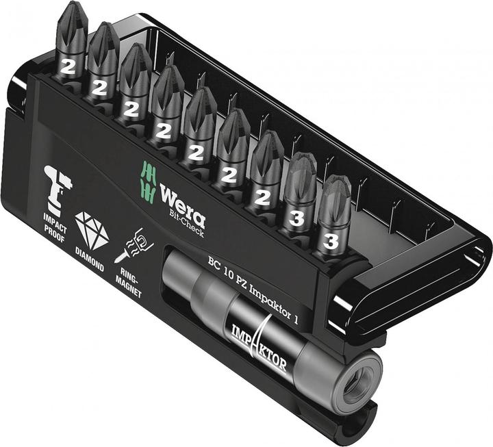 Actual product image Wera Bit-Check 10 PZ Impaktor 1 (Cross Pozidriv PZ)