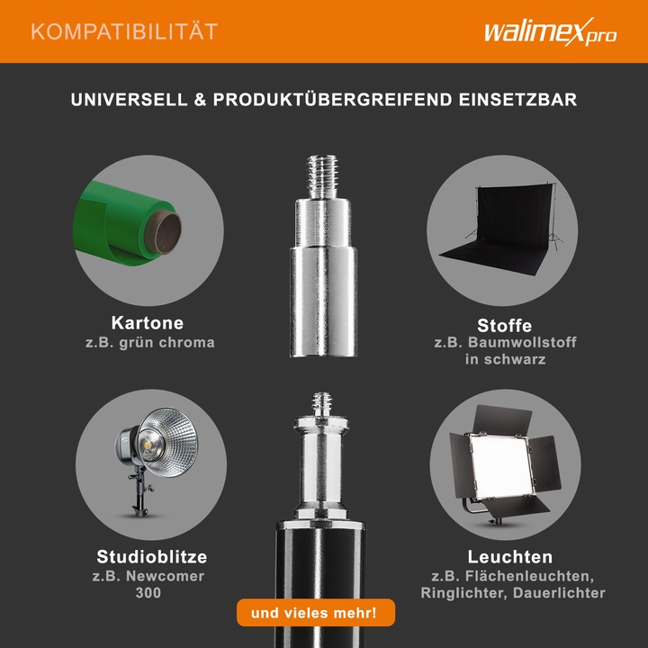 Produktbild Walimex Teleskop XXL Hintergrundsystem, 1.9-4.65m (465 cm, 400 cm)