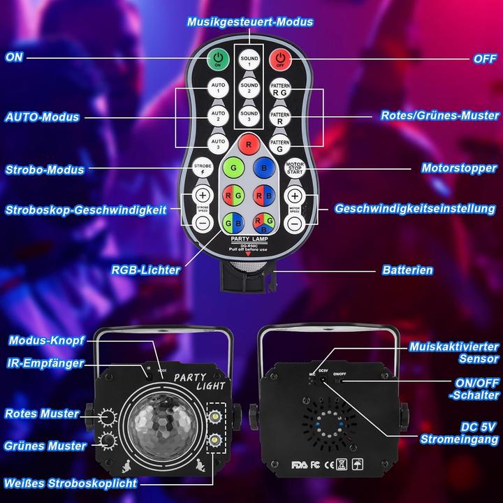 Image du produit Nigecue 3 in 1 Musikgesteuertes Partylicht R11 mit Fernbedienung (LED)