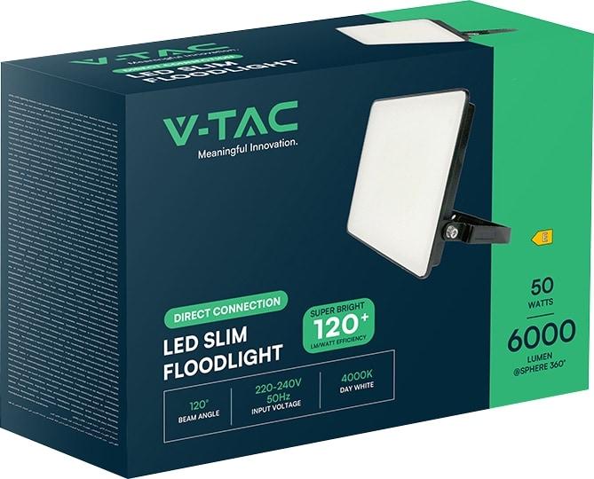 Produktbild V-TAC LED-Fluter, VT-4449-FC, EEK: E, 50 W, 6000 lm, 6500 K, IP65, kaltweiss (6000 lm, IP65)