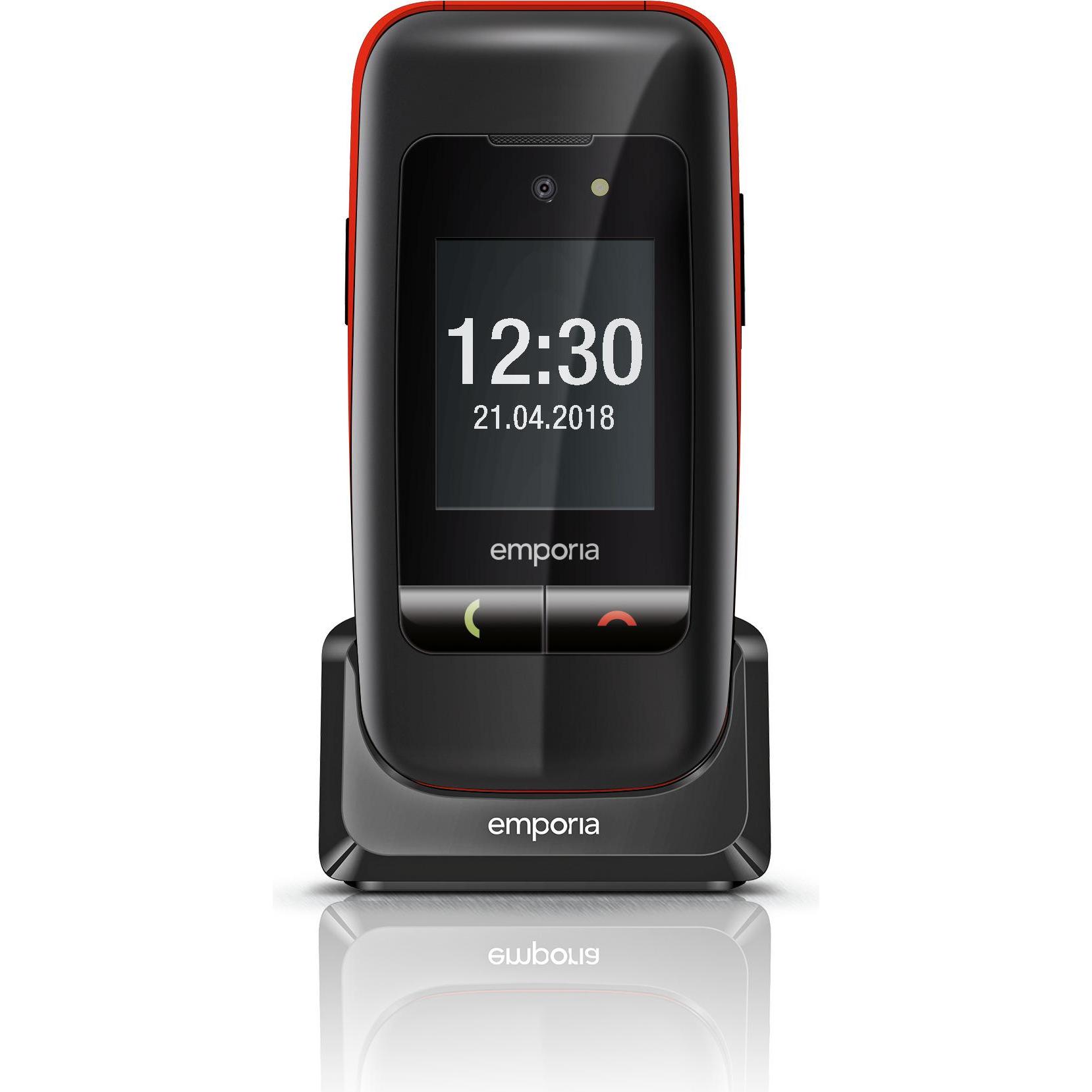 Emporia ONE (V200i), Grosstastenklapphandy, schwarz (2.40", 2 Mpx, 2G), Tastenhandy, Schwarz, Rot