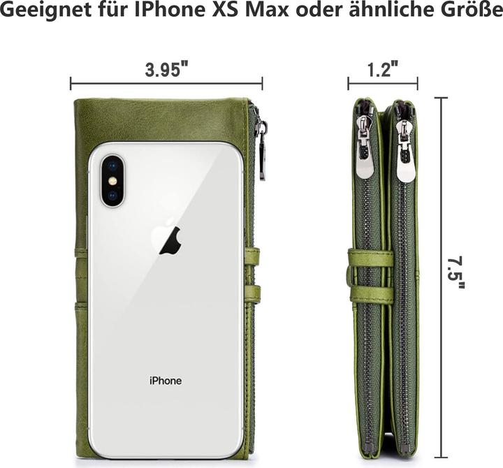 Produktbild Only-Bags.Store Grosse Vintage Brieftasche Leder Brieftasche mit RFID-Schutz - Brieftasche mit 13 Kartenfächern mit