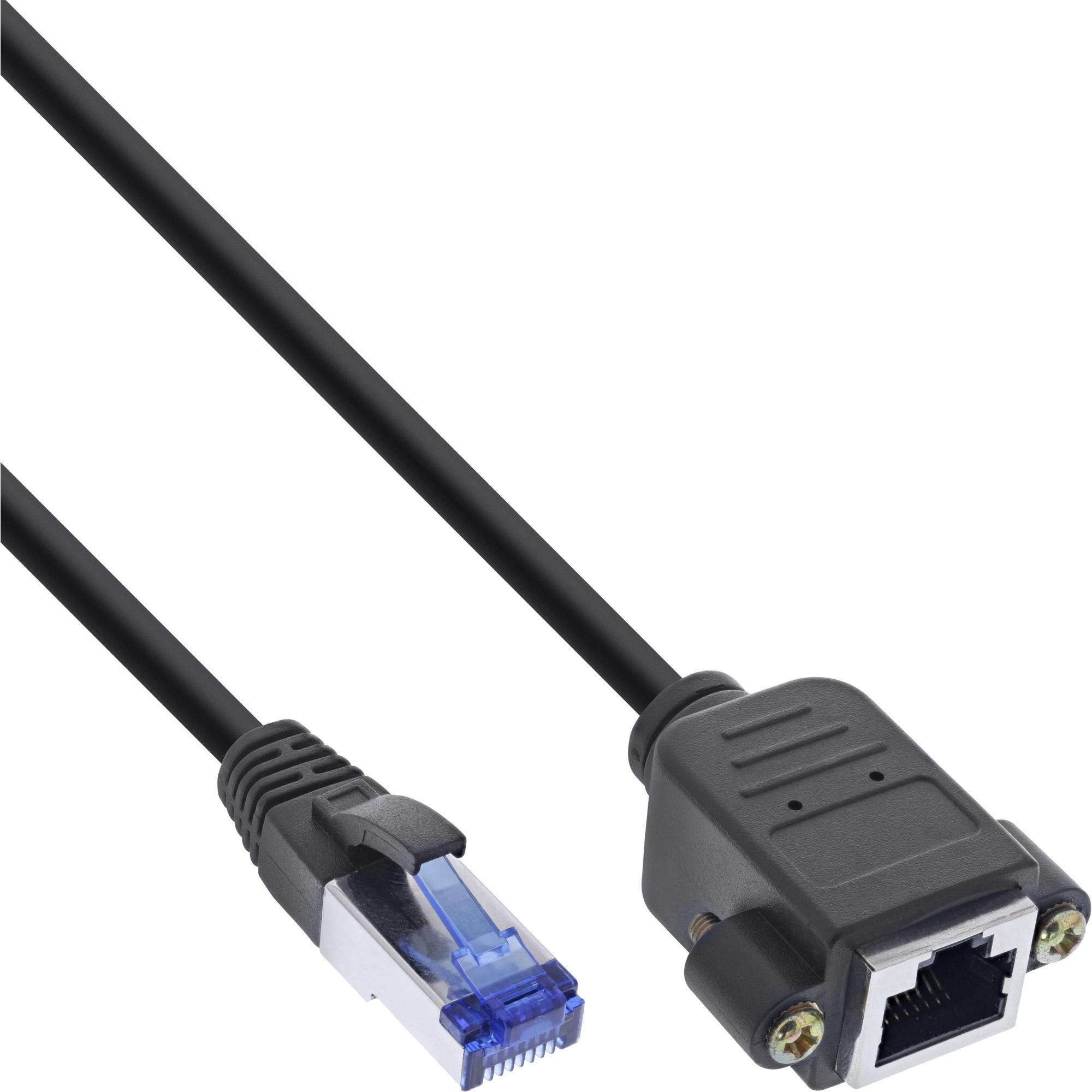 InLine  Patchkabel Einbau-Verlängerung, S/FTP (PiMf), Cat.6A, halogenfrei, Kupfer, schwarz, 5m (S/FTP, CAT6a, 5 m), Netz...