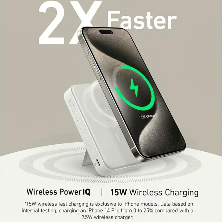 Actual product image Anker 633 magnetic Wireless Powerbank 15W 10000mAh 27W USB-C Port white (10000 mAh, 27 W, 27 Wh)