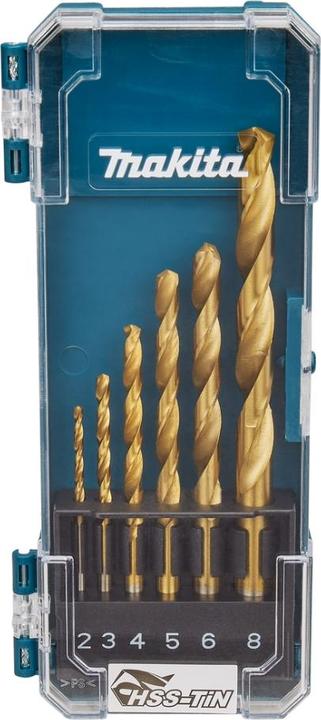 Immagine prodotto Makita 6 dalių metalo grąžtų rinkinys HSS-TiN (2 - 8 millimetri)