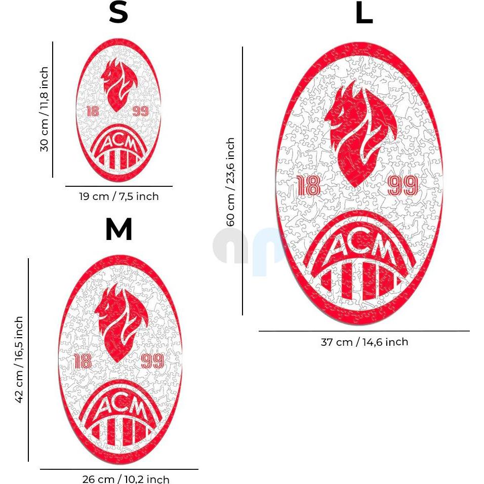 Thumbnail - Iconic AC Milan - Retro Logo - Holz Puzzle Grösse S (150 Teile) (150 Teile)