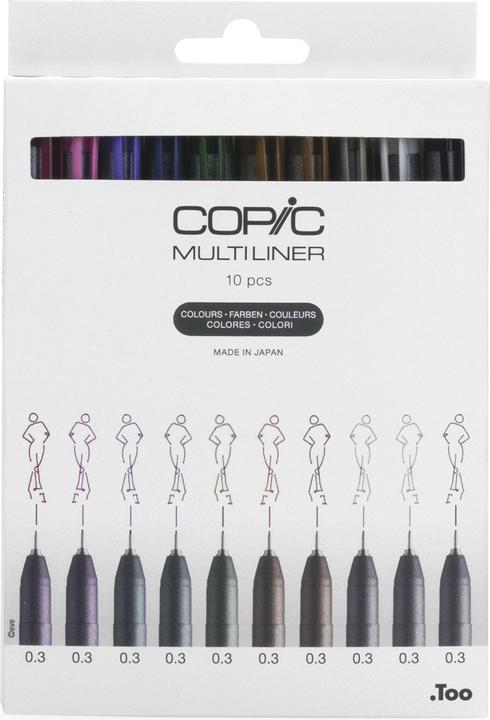 Immagine prodotto Copic Set di colori Multiliner, 0,3 mm, 10 pezzi (Verde oliva, Lavanda, Seppia, Nero, Grigio caldo, Grigio freddo, Pink, Vitivinicolo, Cobalto, Brown, 10 x)
