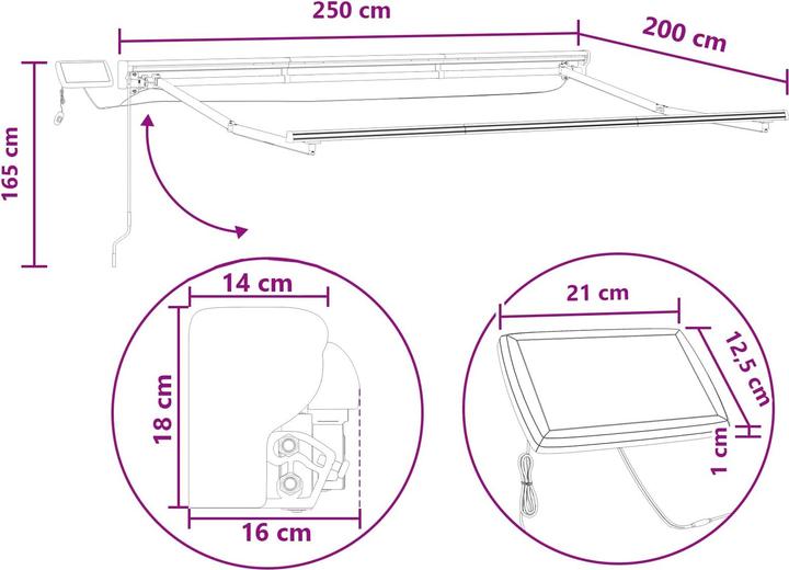Actual product image vidaXL Manuelle Markise (2.50 m)