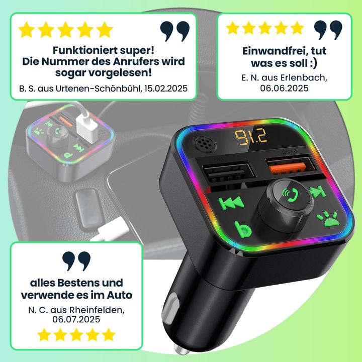 Actual product image Casativo FM Transmitter mit Bluetooth 5 und Freisprechfunktion