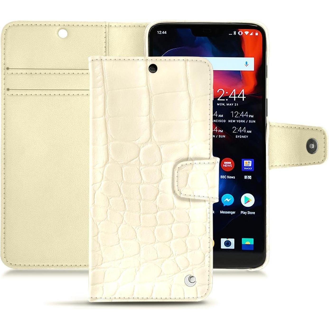 Noreve Lederschutzhülle Wallet (OnePlus 6), Smartphone Hülle, Weiss