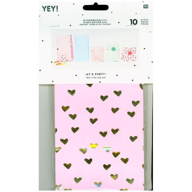 Rico Design Blockbodenbeutel Mix Hot Foil, Grösse S, Lebensmittelverpackung