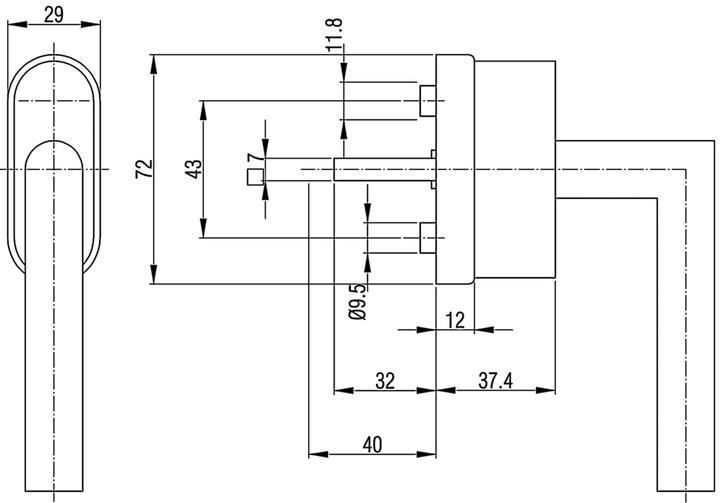 Actual product image Glutz Spike key rosette 5617 A lockable 72x29x37.4m (Door rosette)