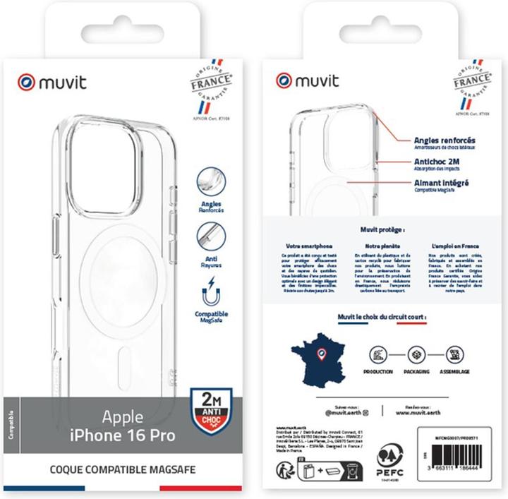 Image du produit Muvit Coque Transparente Magsafe 2m Iphone 16 Pro (Apple iPhone 16 Pro)