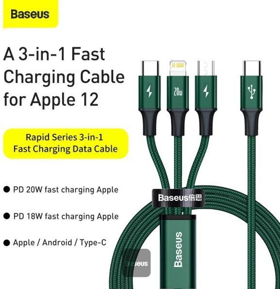 Actual product image Baseus 3in1 (1.50 m, USB 2.0, 20 W)