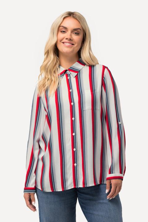 Actual product image Ulla Popken Striped Color Gradient Button Down Blouse (60)