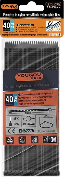 Produktbild Avizar Kabelbinder 2.8 x 150 mm 40 Stück Nylon (Kunststoffkabelbinder, 150 mm, 40 Stk.)