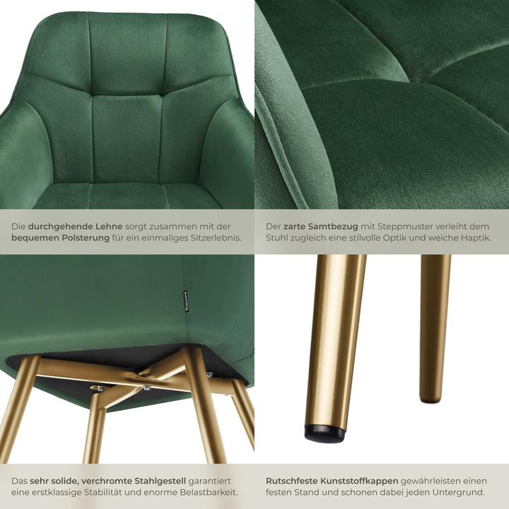 Produktbild tectake Stuhl Marilyn, Samtoptik, gesteppt