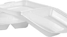 Produktbild IP-Verpackungen Skumbakke 2-rum 210x245x72 mm Haengslet låg EPS Hvid,100 Stk/pk