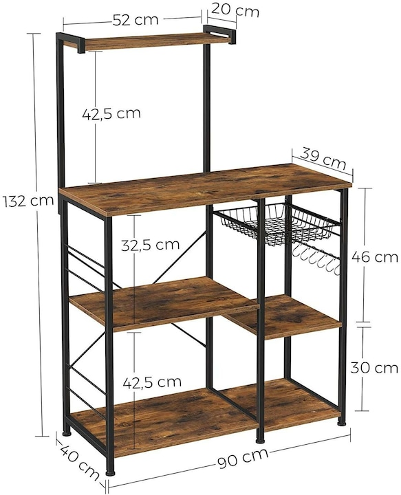 Produktbild Vasagle Küchenregal (90 x 40 x 132 cm)