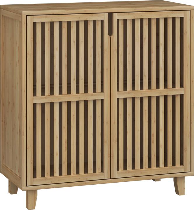 En.Casa Beistellschrank Sirgerg 77x72x33 cm Bambus Natur (72 x 32.50 x 76.50 cm)