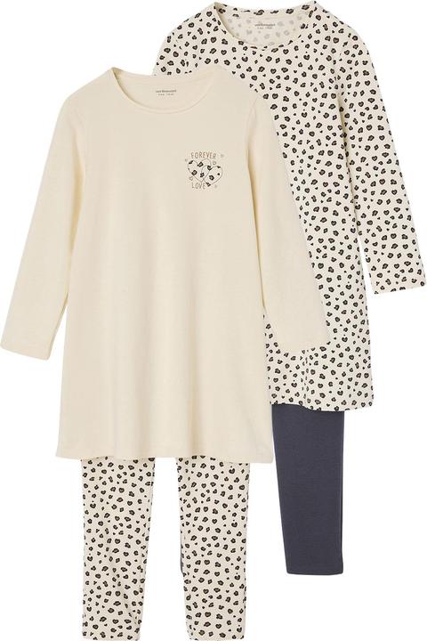 Immagine prodotto Vertbaudet 2er-Pack Mädchen Nachthemden mit Leggings, Leoprint (98, 104)