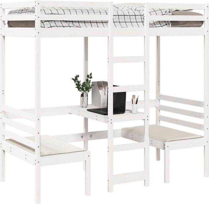 Image du produit VidaXL Lit superposé avec bureau & chaises (90 x 200 cm)