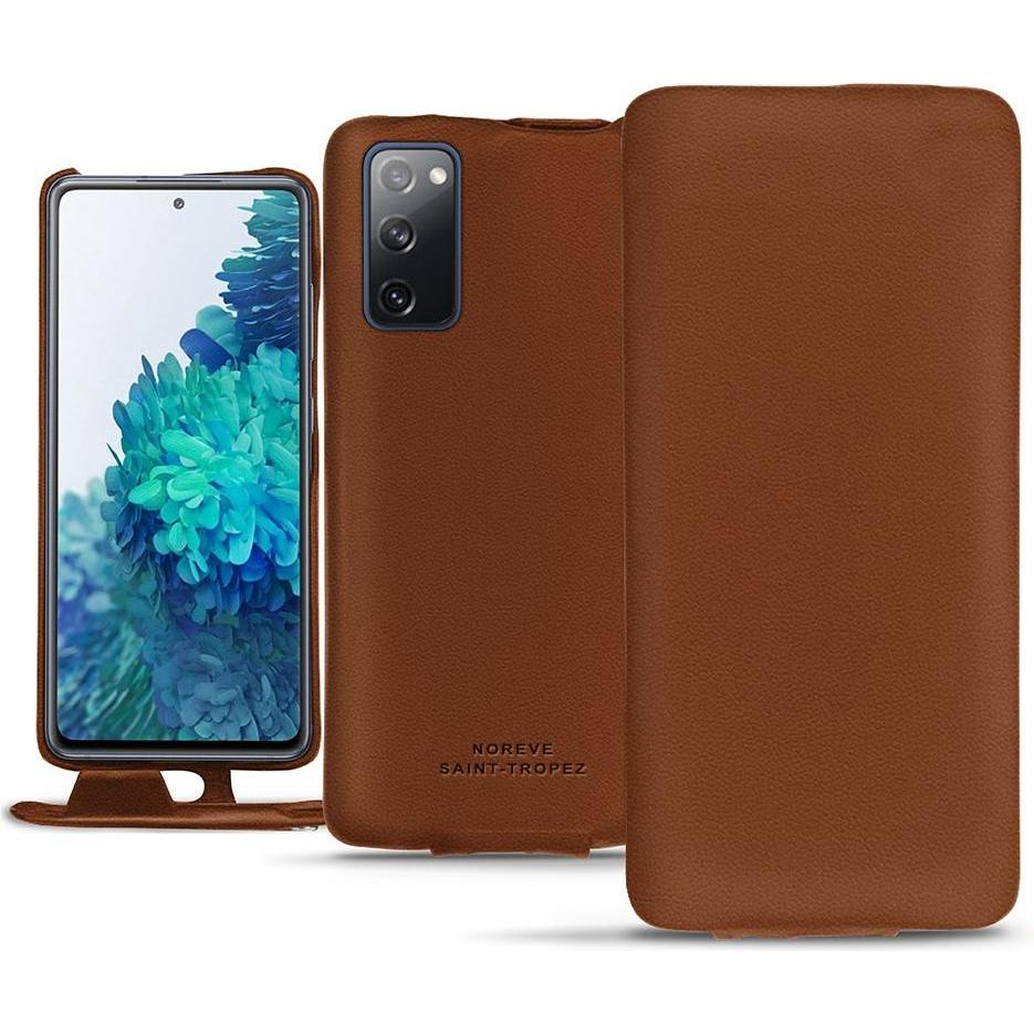 Noreve Lederschutzhülle vertikal (Samsung Galaxy S20 FE), Smartphone Hülle, Braun